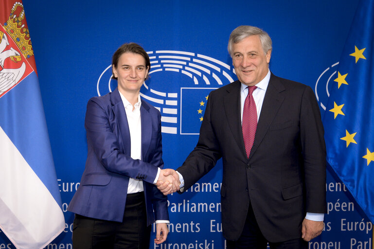 Nuotrauka 1: Antonio TAJANI - EP President meets with Ms Ana BRNABIC, Prime Minister of Serbia