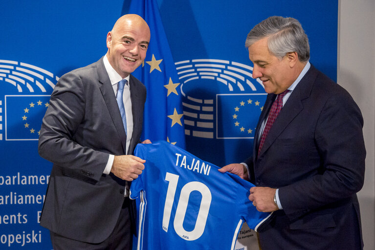 Photo 3: Antonio TAJANI - EP President meets with Gianni INFANTINO, President of FIFA