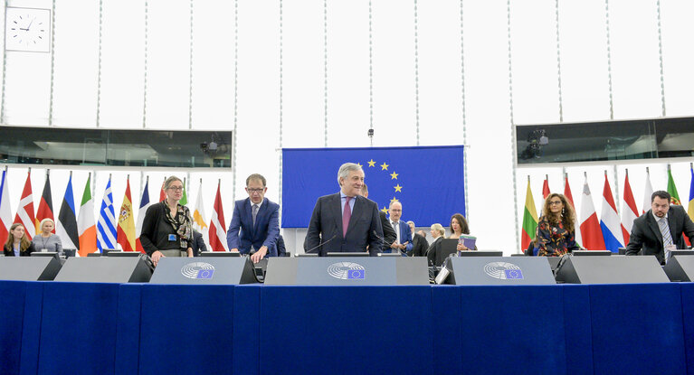 Foto 9: Antonio TAJANI - EP President in plenary session Week 43  2017 in Strasbourg - Conclusions of the European Council meeting of 19 and 20 October 2017