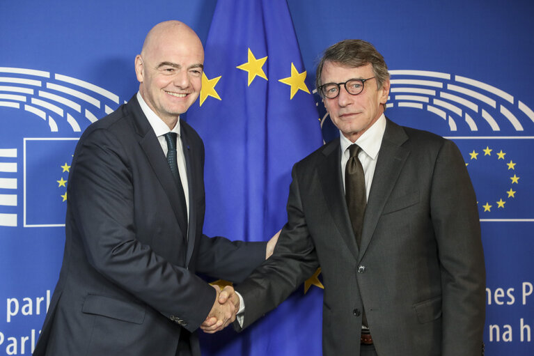 Photo 13 : David SASSOLI, EP President meets with Gianni INFANTINO, FIFA President