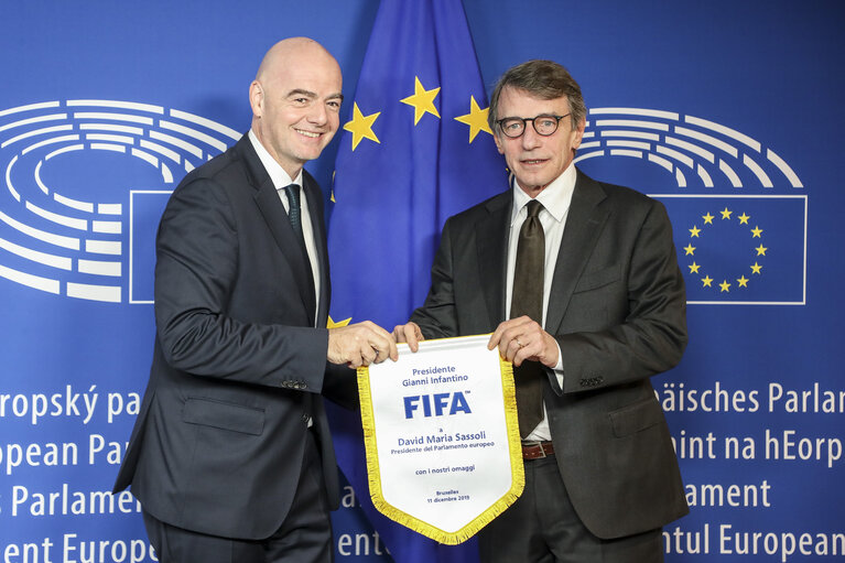 Photo 6 : David SASSOLI, EP President meets with Gianni INFANTINO, FIFA President