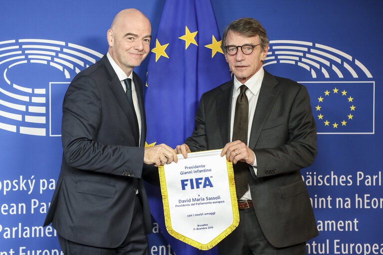 Photo 5 : David SASSOLI, EP President meets with Gianni INFANTINO, FIFA President