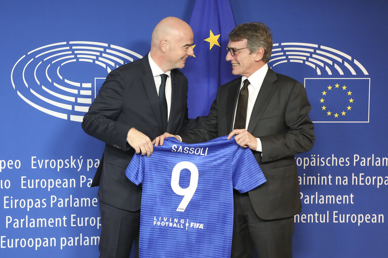 Photo 10 : David SASSOLI, EP President meets with Gianni INFANTINO, FIFA President