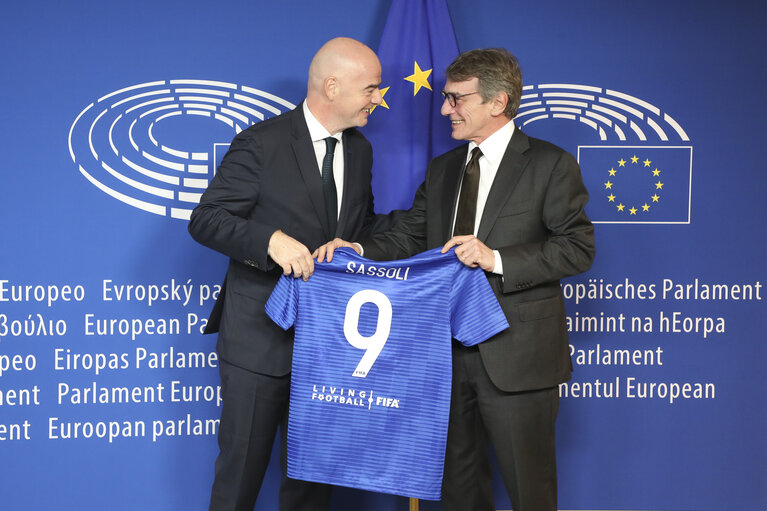 Photo 11 : David SASSOLI, EP President meets with Gianni INFANTINO, FIFA President