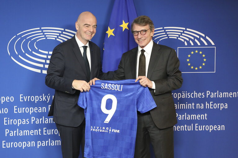 Foto 12: David SASSOLI, EP President meets with Gianni INFANTINO, FIFA President