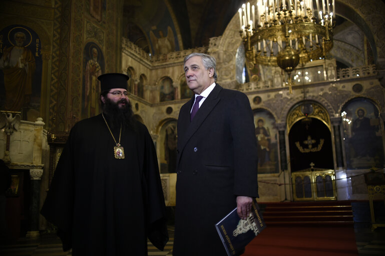 EP President Tajani visit to Sofia - Visit of the  ' Alexander Nevsky ' cathedral in Sofia