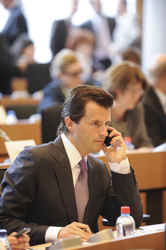 Tiziano MOTTI in a meeting at the EP in Brussels