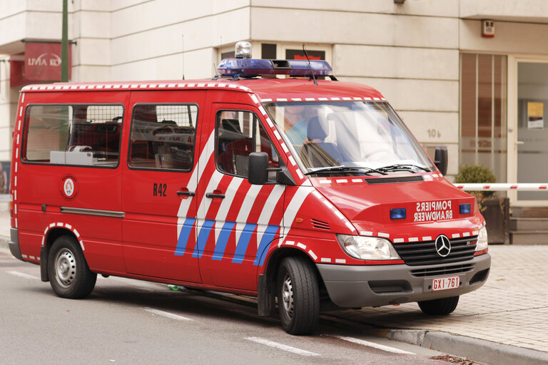 Fotografie 2: Intervention of firefighters near the EP in Brussels.