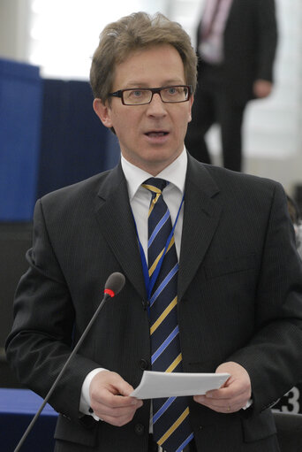 Fotografia 5: Swedish State Secretary to the Finance Minister at the plenary session in Strasbourg.