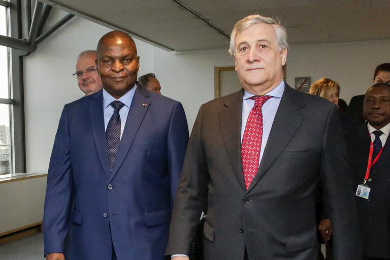 Fotagrafa 4: Antonio TAJANI - EP President meets with Faustin-Archange TOUADERA, President of the Central African republic