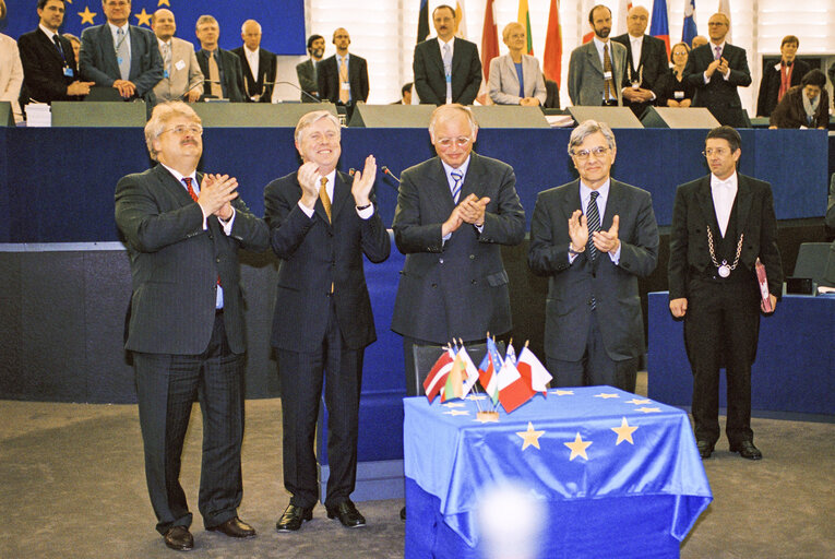 Plenary session at the European Parliament in Strasbourg. Signature ceremony of Accession Treaty