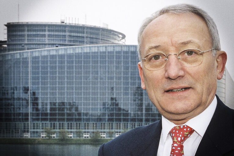 Portrait of a MEP in front of the European Parliament in Strasbourg