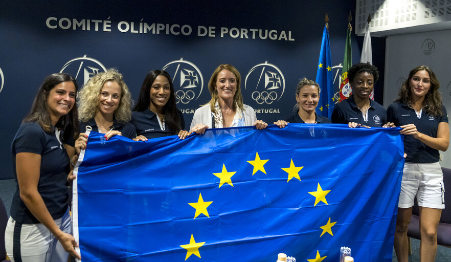 Foto 6: Official visit by Roberta METSOLA, EP President to Lisbon, Portugal. Meeting with the Olympic Committee of Portugal & Female Athletes