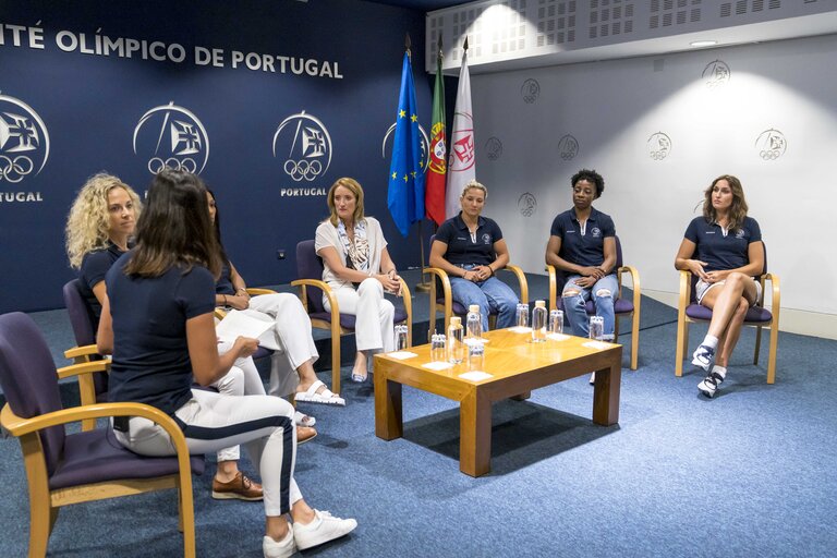 Foto 15: Official visit by Roberta METSOLA, EP President to Lisbon, Portugal. Meeting with the Olympic Committee of Portugal & Female Athletes