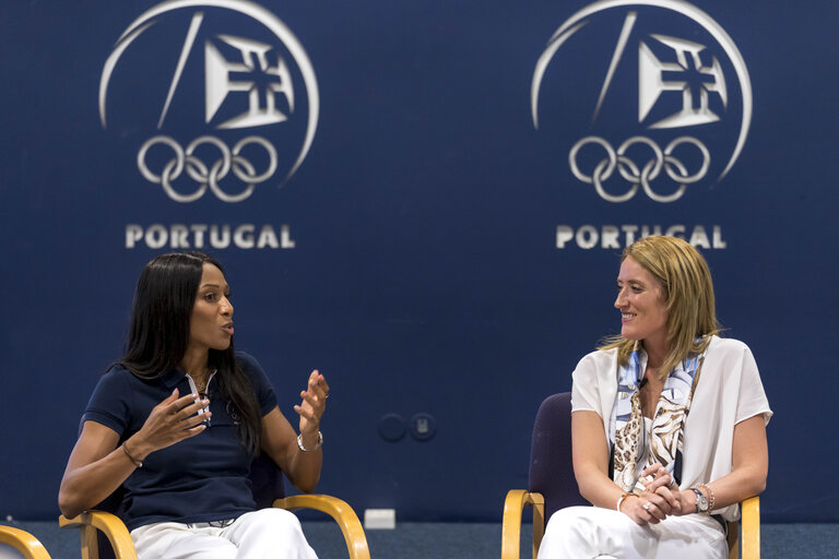 Foto 10: Official visit by Roberta METSOLA, EP President to Lisbon, Portugal. Meeting with the Olympic Committee of Portugal & Female Athletes