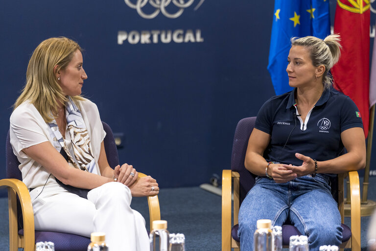 Foto 7: Official visit by Roberta METSOLA, EP President to Lisbon, Portugal. Meeting with the Olympic Committee of Portugal & Female Athletes