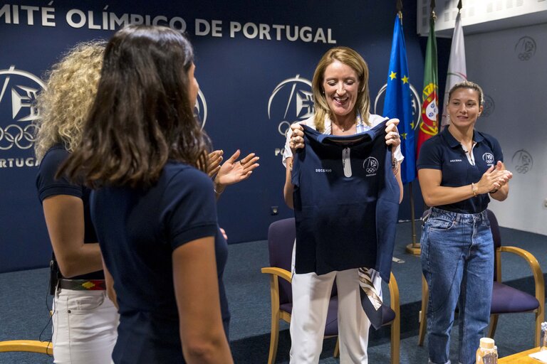 Foto 4: Official visit by Roberta METSOLA, EP President to Lisbon, Portugal. Meeting with the Olympic Committee of Portugal & Female Athletes