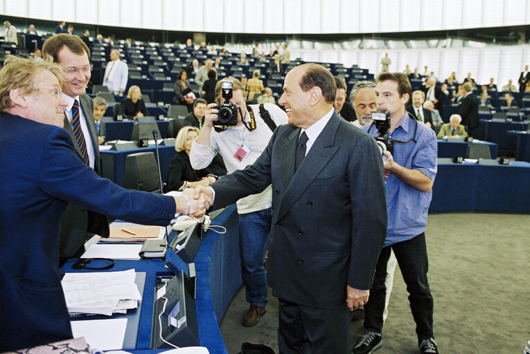 Foto 2: Plenary session in Strasbourg - Statement by Italian Prime Minister to present the programme of the Italian Presidency of the Council