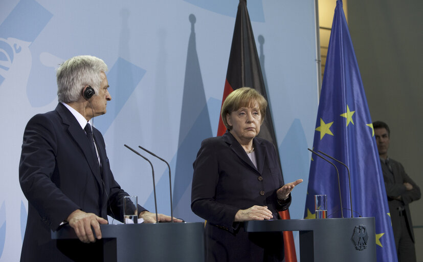 Nuotrauka 9: President of the European Parliament Jerzy Buzek meets German Chancellor