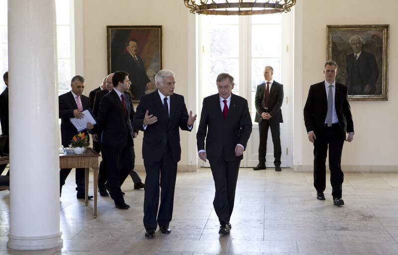 Nuotrauka 13: President of the European Parliament Jerzy Buzek meets German President Horst Koehler at Bellevue Castle in Berlin