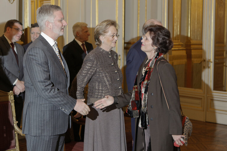 Fotografie 16: Jerzy Buzek, EP President, EP Vice-Presidents, MEPs and EP officials attend a New Year reception at the Belgian Royal Palace in Brussels