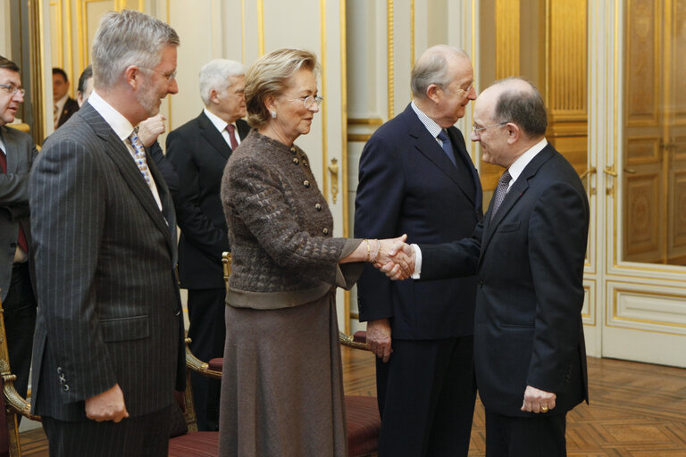 Fotografie 15: Jerzy Buzek, EP President, EP Vice-Presidents, MEPs and EP officials attend a New Year reception at the Belgian Royal Palace in Brussels