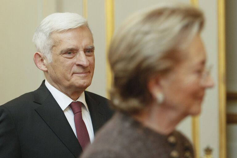 Fotografie 12: Jerzy Buzek, EP President, EP Vice-Presidents, MEPs and EP officials attend a New Year reception at the Belgian Royal Palace in Brussels