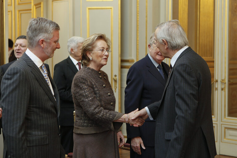 Fotografie 14: Jerzy Buzek, EP President, EP Vice-Presidents, MEPs and EP officials attend a New Year reception at the Belgian Royal Palace in Brussels