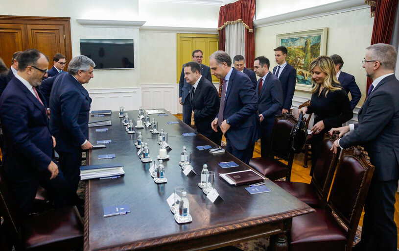 Nuotrauka 1: Official visit of the President of the European Parliament to Serbia.Meeting with the First Deputy Prime Minister and Minister of Foreign Affairs, Mr Ivica DACIC