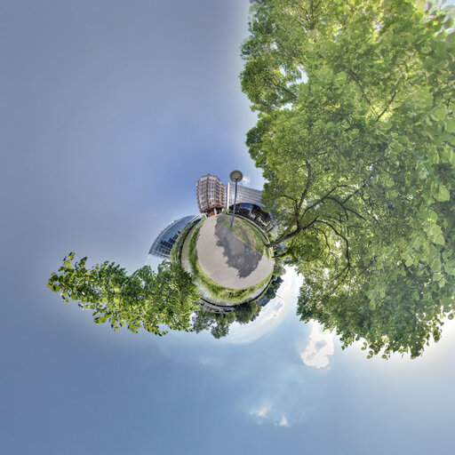 Nuotrauka 1: 360 Panoramic View of the European Parliament in Strasbourg - LOW Building - Tiny Planet