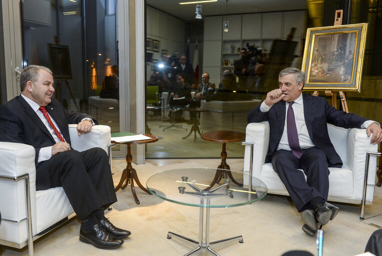 Φωτογραφία 5: President of the European Parliament, Antonio Tajani meets with Maltese Speaker of the House of Representatives Angelo Farrugia at Parliament in Malta on February 2.