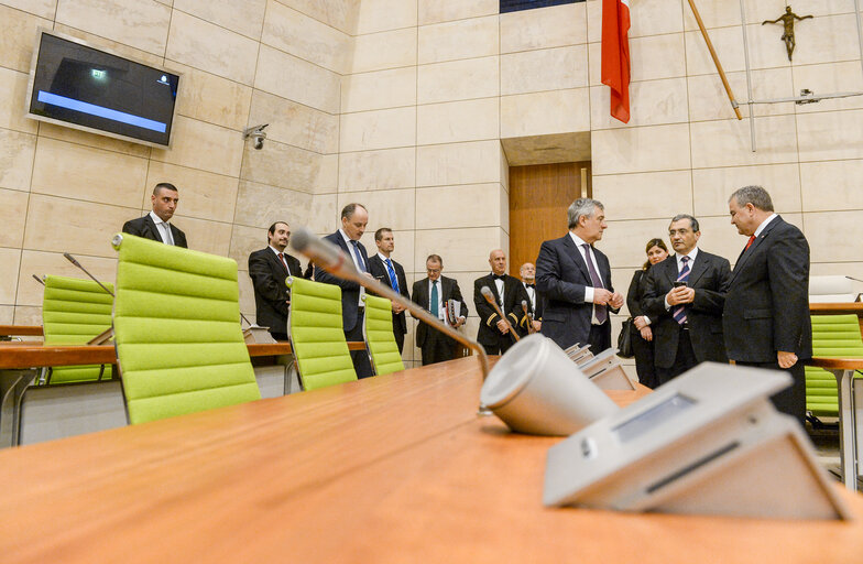 Φωτογραφία 1: President of the European Parliament, Antonio Tajani meets with Maltese Speaker of the House of Representatives Angelo Farrugia at Parliament in Malta on February 2.