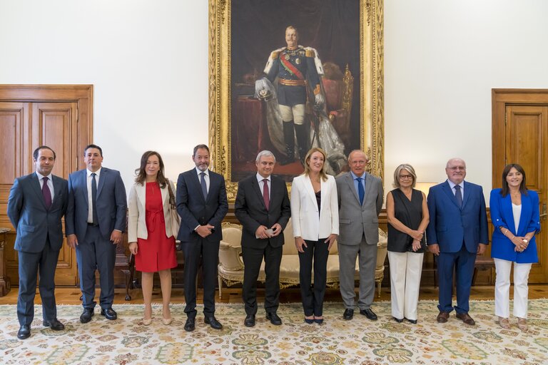 Official visit by Roberta METSOLA, EP President to Lisbon, Portugal. Meeting with Augusto Santos Silva, Speaker of Assembleia da Republica.