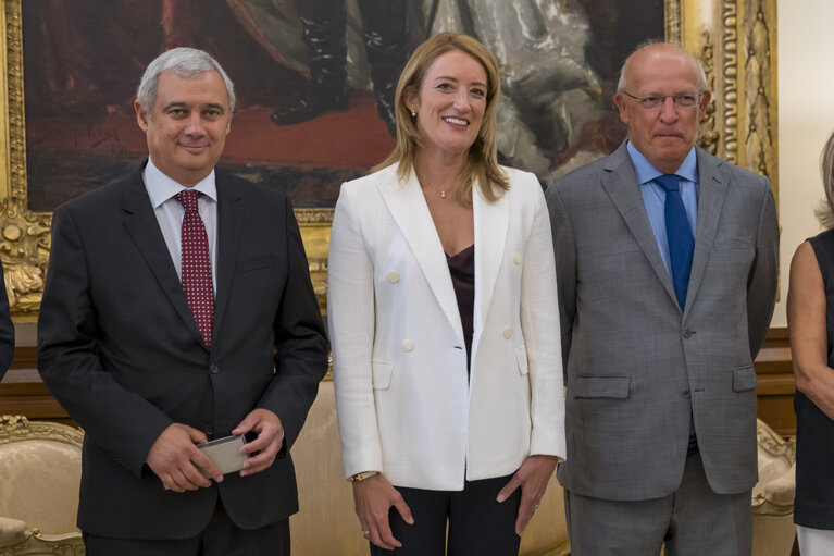 Official visit by Roberta METSOLA, EP President to Lisbon, Portugal. Meeting with Augusto Santos Silva, Speaker of Assembleia da Republica.