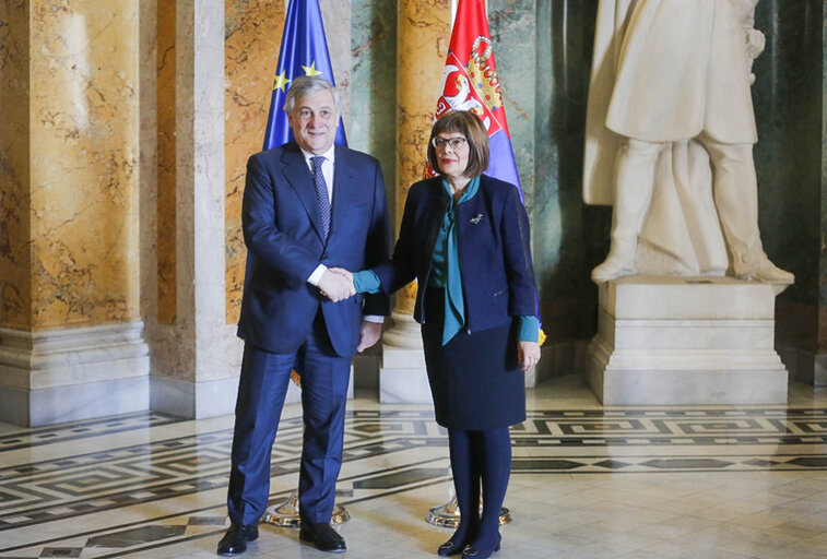 Official visit of the President of the European Parliament to Serbia.Meeting with the Speaker of the National Assembly of the Republic of Serbia, Ms Maja GOJKOVIC