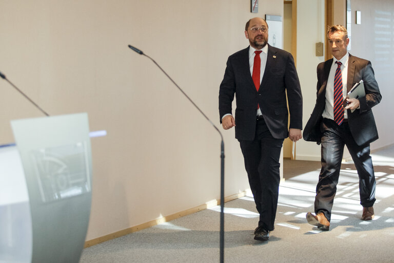 Foto 7: Press point with Martin SCHULZ - EP President on the 'banking union'