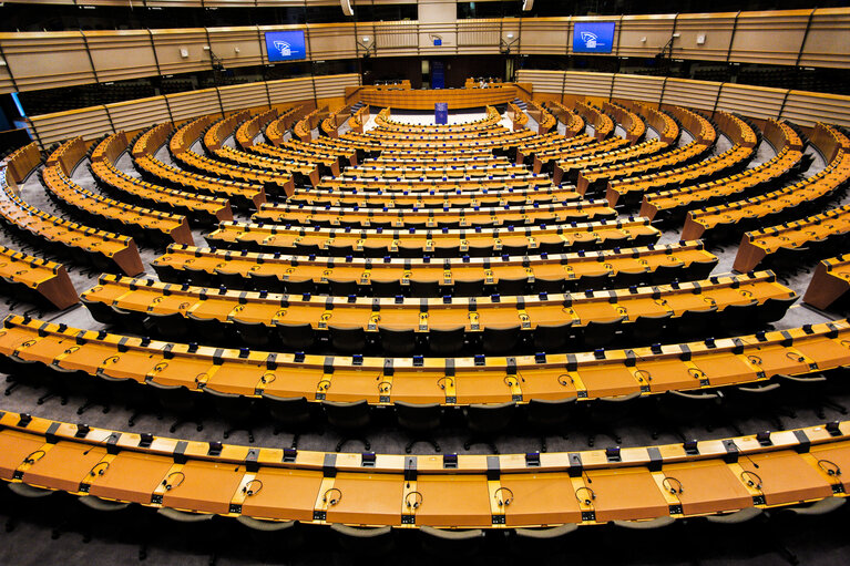 Fotografie 3: Plenary in the headquarters of the European Parliament in Brussels. Inside view