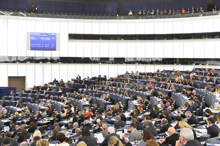 Fotó 1: General view of GUE/NGL MEPs during plenary session week 16 in Strasbourg