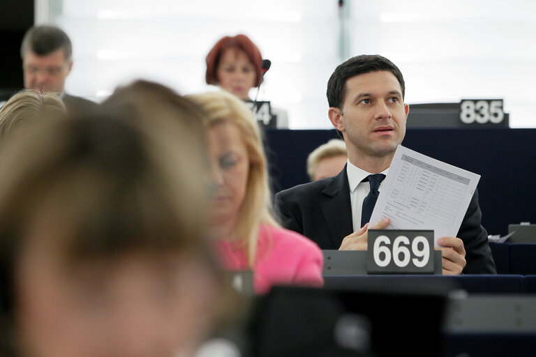 Fotogrāfija 1: Petru Constantin LUHAN in plenary during the vote