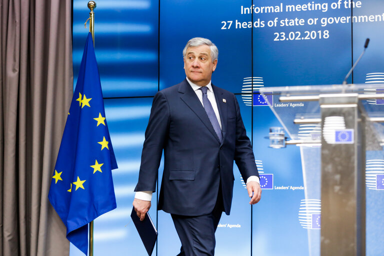 Foto 18: Press conference by Antonio TAJANI, President of the EP on the Informal meeting of the 27 heads of state or government