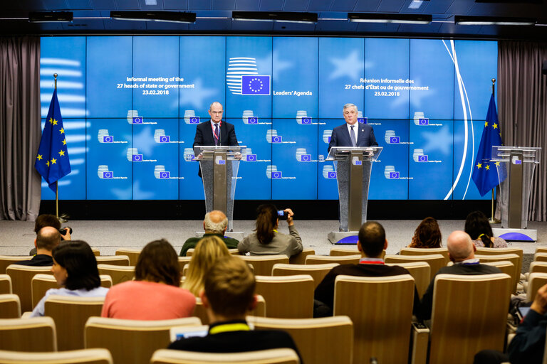 Foto 10: Press conference by Antonio TAJANI, President of the EP on the Informal meeting of the 27 heads of state or government