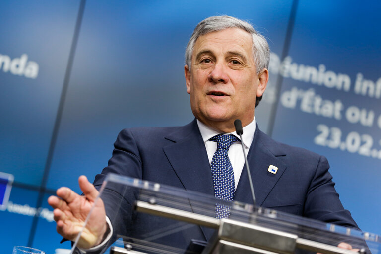 Press conference by Antonio TAJANI, President of the EP on the Informal meeting of the 27 heads of state or government