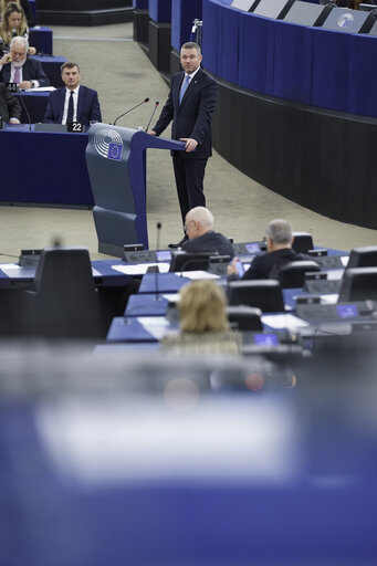 Fotografia 4: Plenary session - Debate with the Prime Minister of Slovakia, Peter Pellegrini, on the Future of Europe