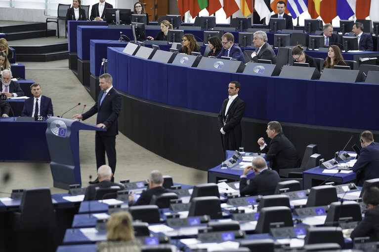 Fotografia 3: Plenary session - Debate with the Prime Minister of Slovakia, Peter Pellegrini, on the Future of Europe