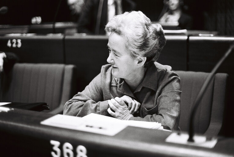 The MEP Dame Shelagh ROBERTS during a session in Strasbourg in November 1979.