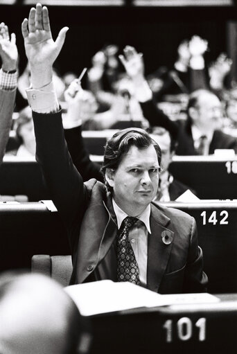 The MEP Lord Nicholas BETHELL during a session in Strasbourg in November 1979.