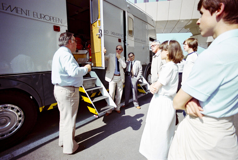 Arrival and inauguration of a new Audiovisual van at the EP in Strasbourg. (Exact date unknown)