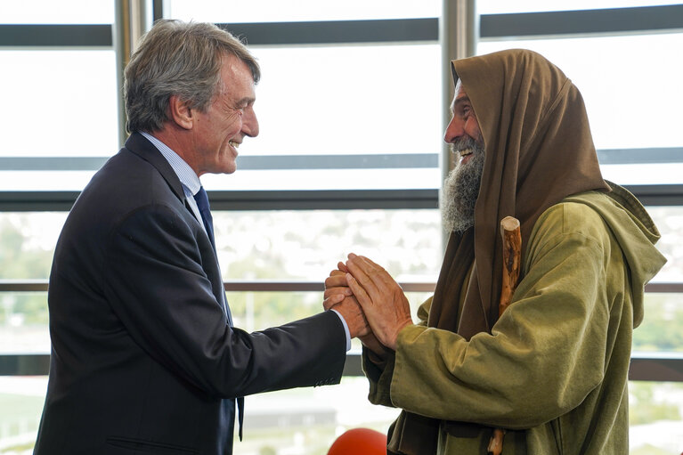 David SASSOLI, EP President meets with Brother Biagio CONTE, missionner