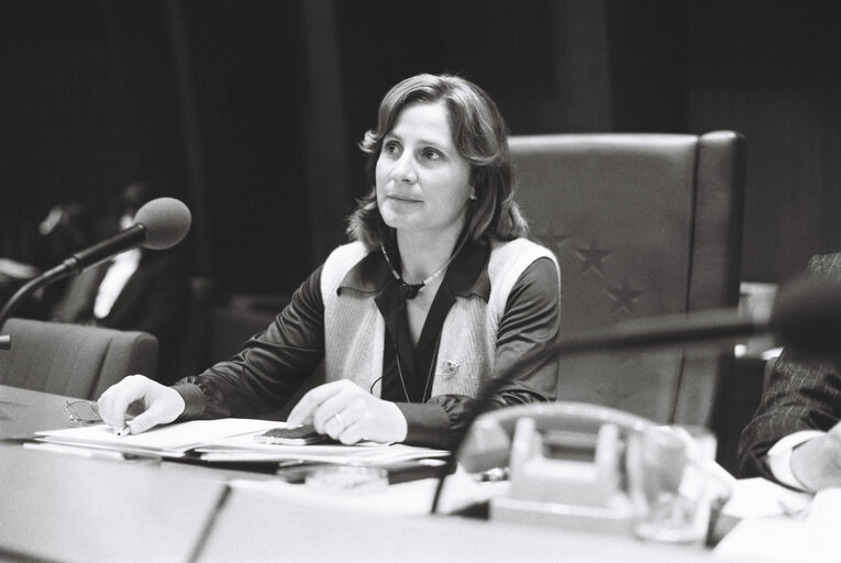 The Vice President Danielle de MARCH during a session in Strasbourg in March 1980.