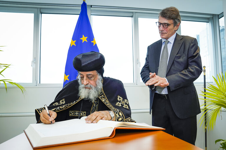 David SASSOLI, EP President meets His Holiness Pope Tawadros II, the Pope of Alexandria